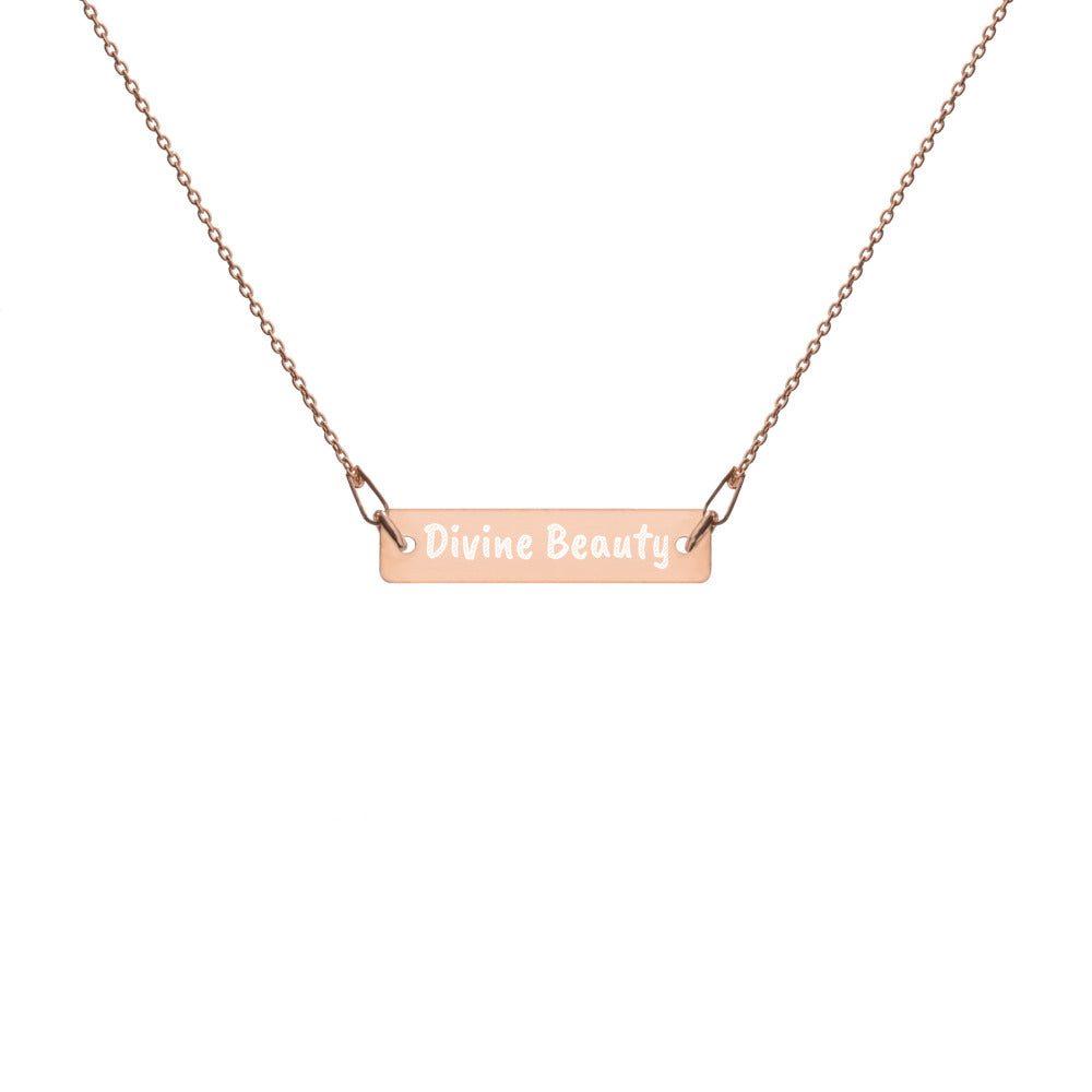 Engraved Silver Bar Chain Necklace