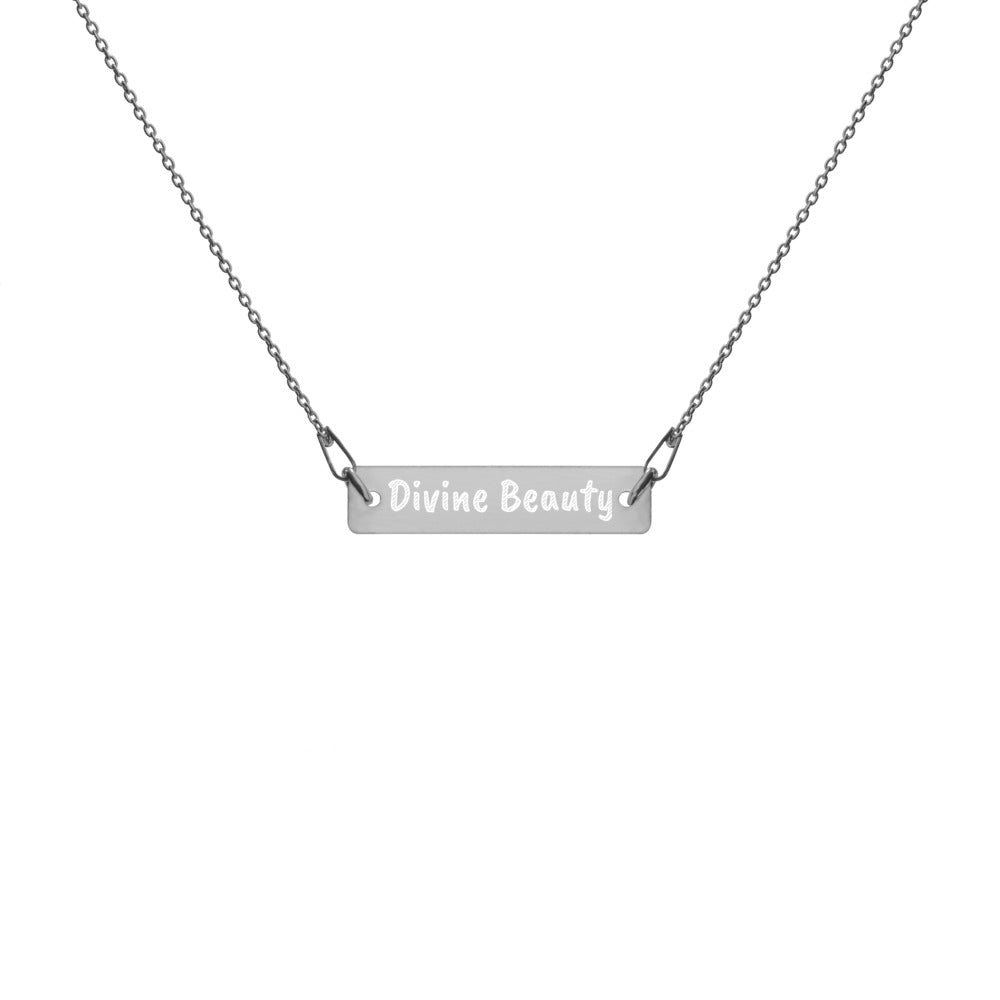 Engraved Silver Bar Chain Necklace