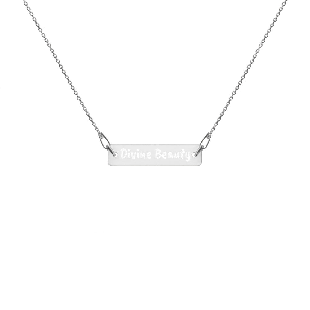 Engraved Silver Bar Chain Necklace