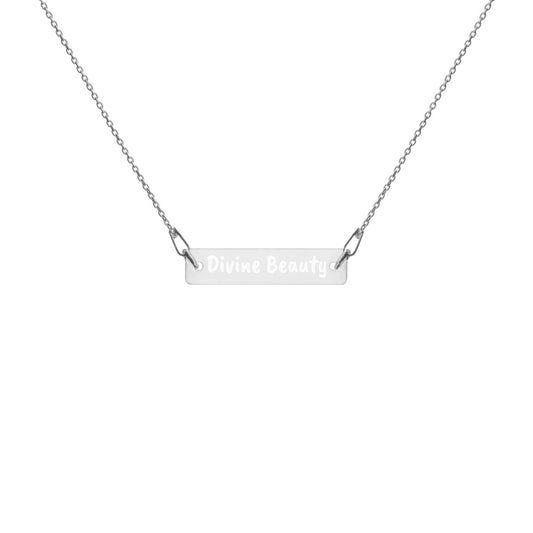 Engraved Silver Bar Chain Necklace